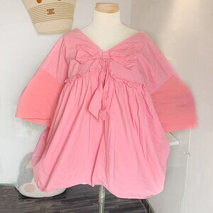 Sweet Pink Babydoll Dress Oversized Bow Back